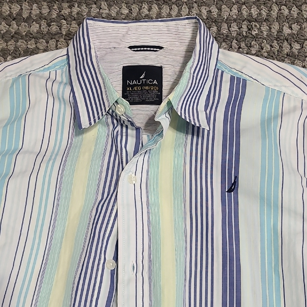Nautica Men's Striped‎ Shirt Blue, Green, White XL